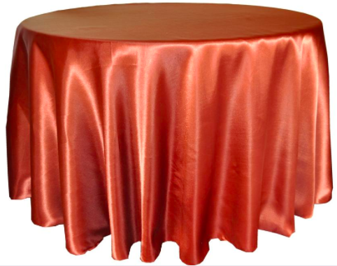 Copper Satin 120 Round All Seasons, Round Copper Tablecloth