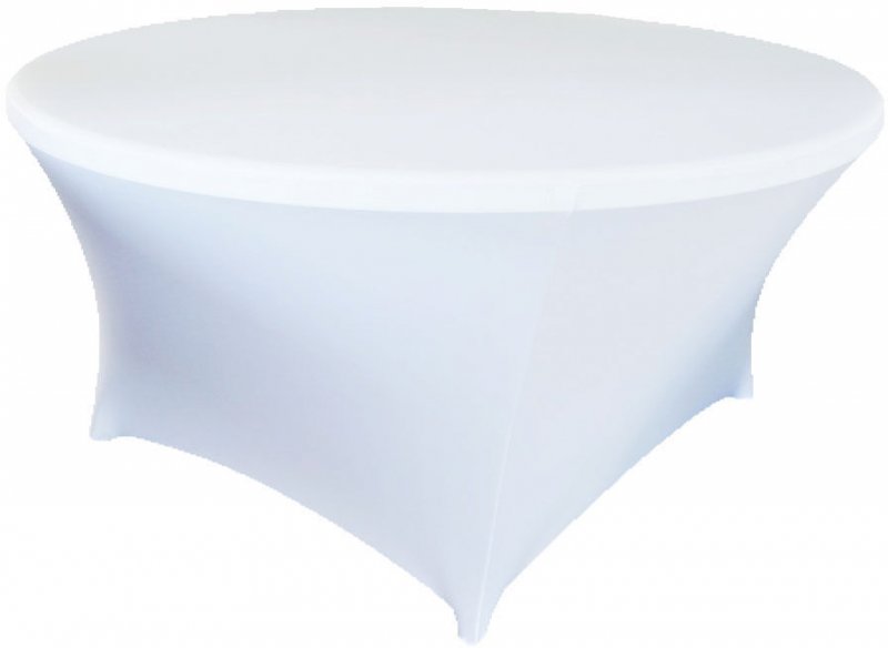 White 60 Round Spandex Tablecloth, White Round Spandex Table Covers